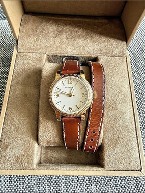 Burberry BU7850 Double Wrap Leather Watch Brown & Gold